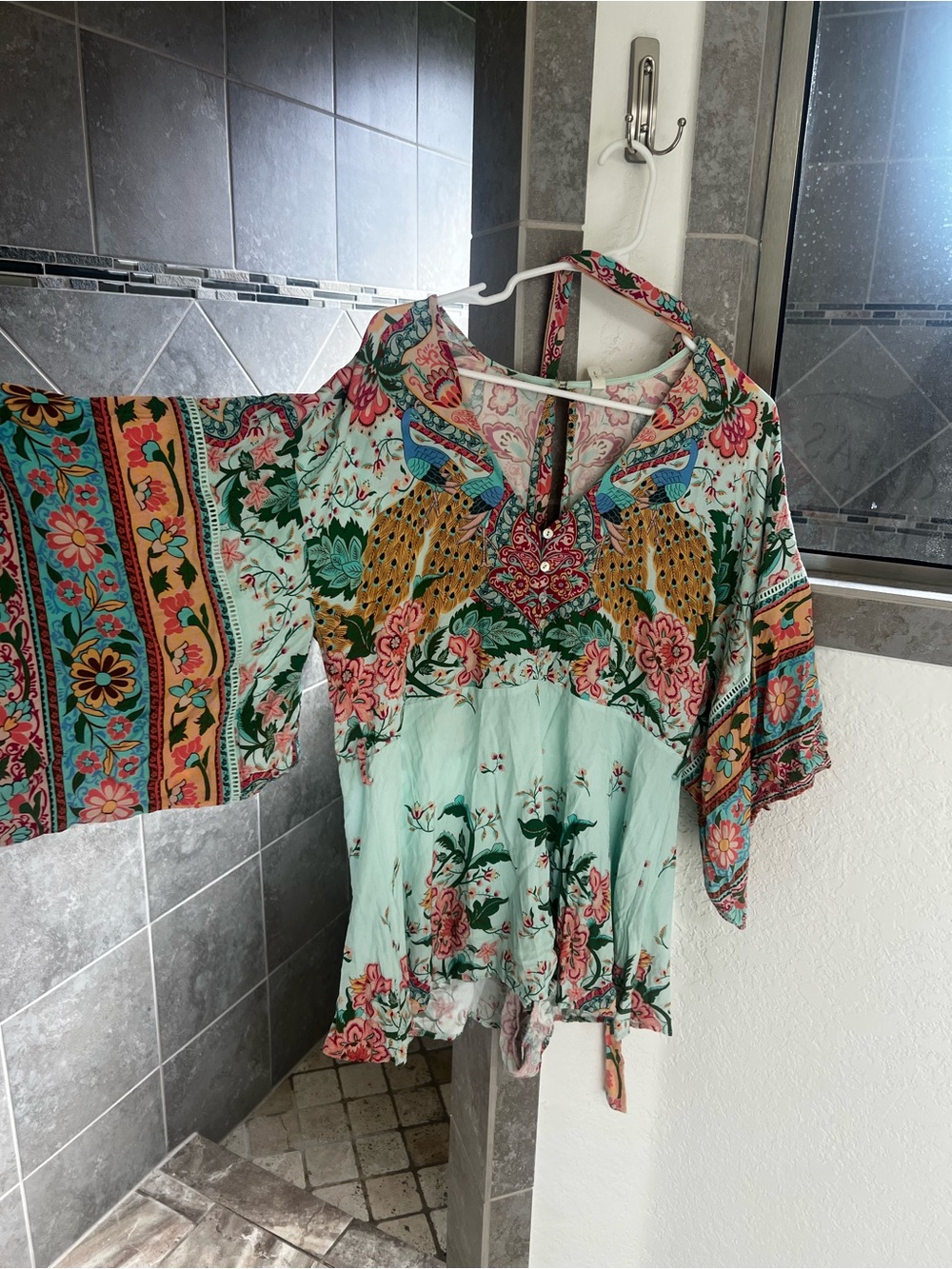 Spell Pastel Floral Kimono Romper in Mint, Pink and Cream - Picture 3 of 6